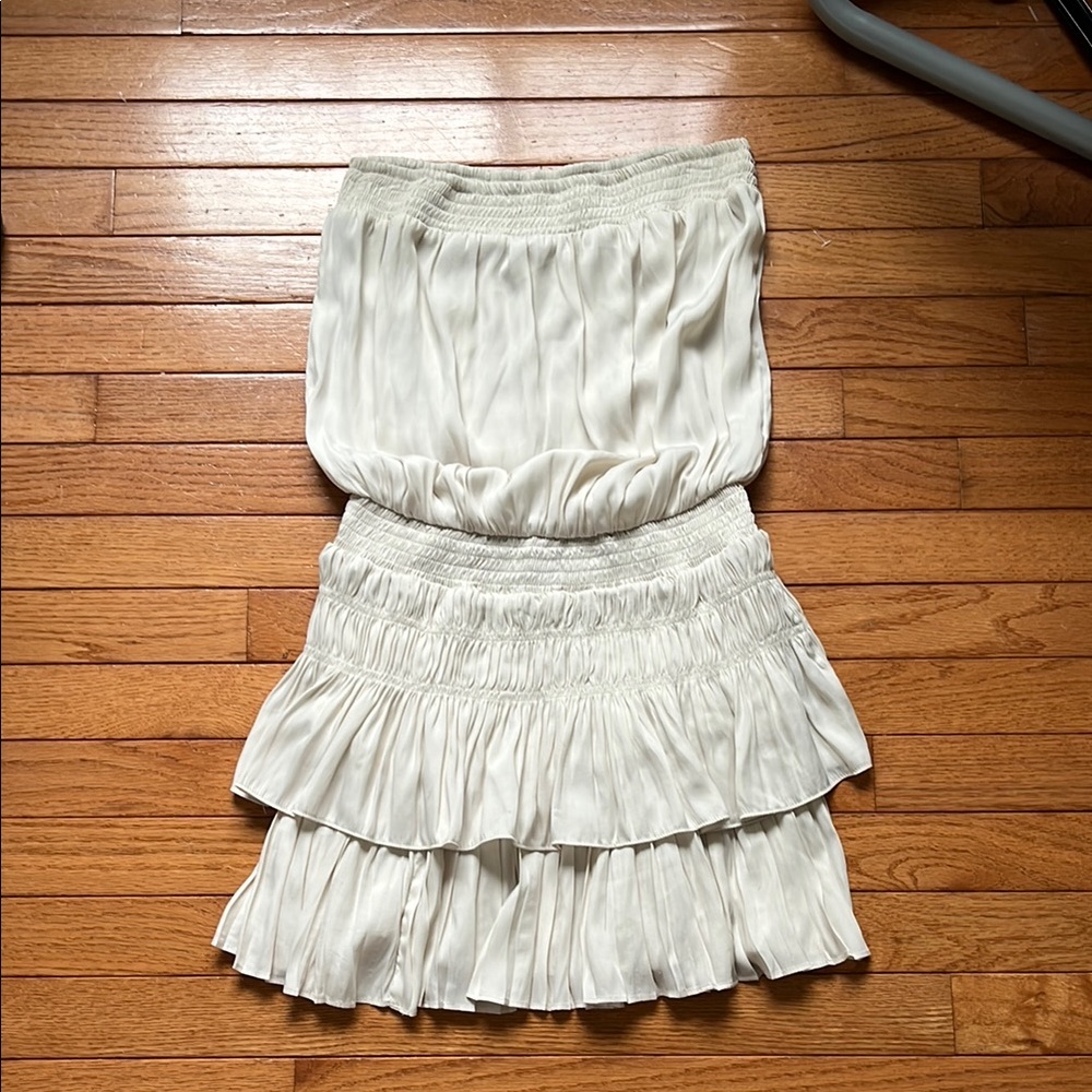 Mustard Seed White/Cream Pleated Strapless Dress